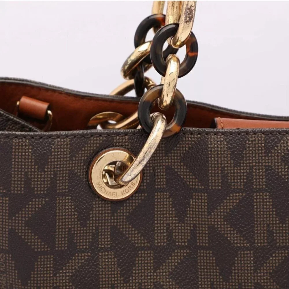 Michael Michael Kors Signature Coated Canvas Medium Cynthia Tote Designer Bag